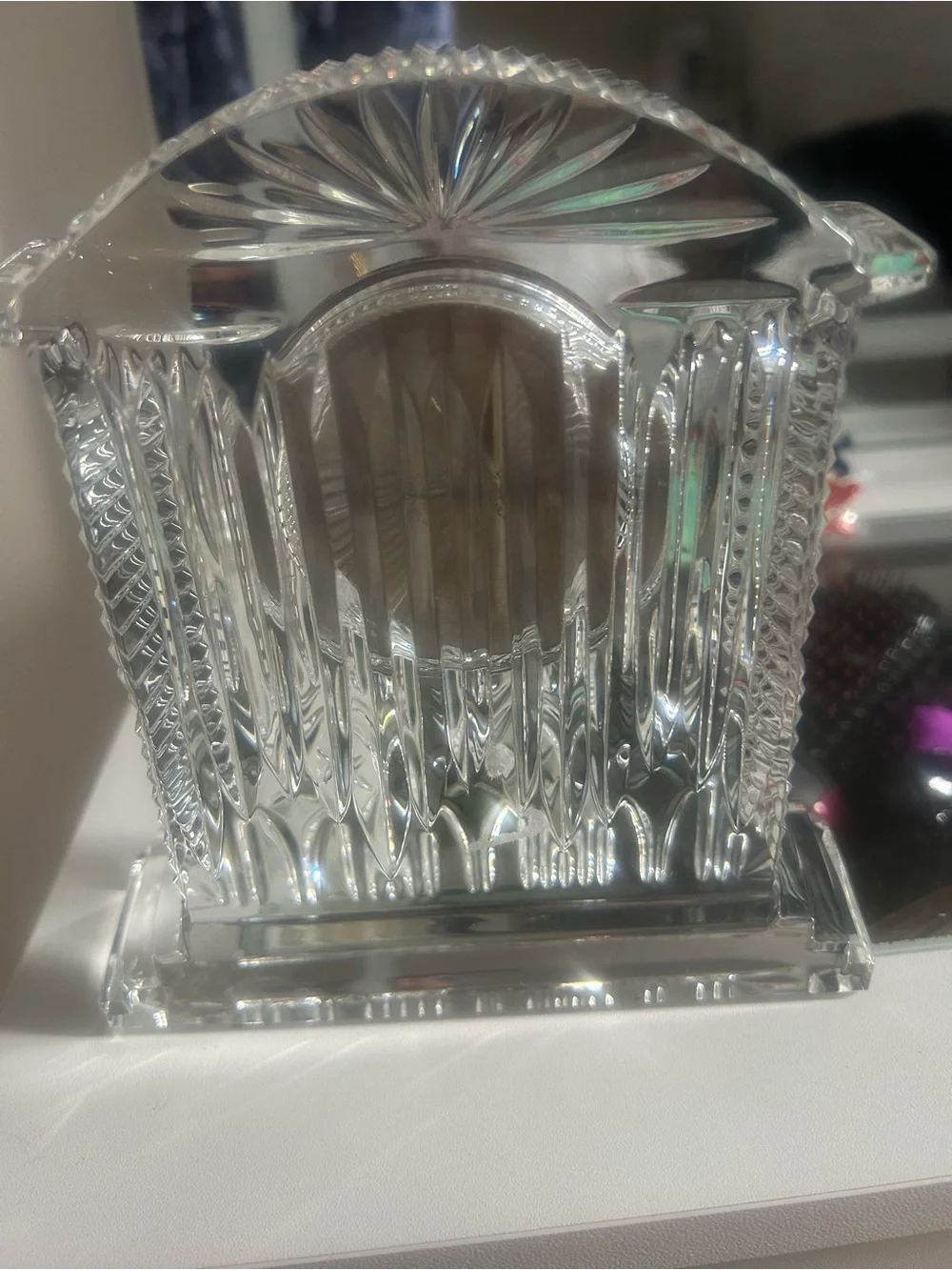 Waterford Crystal Clear Mantel Clock with Gold-Tone Bezel